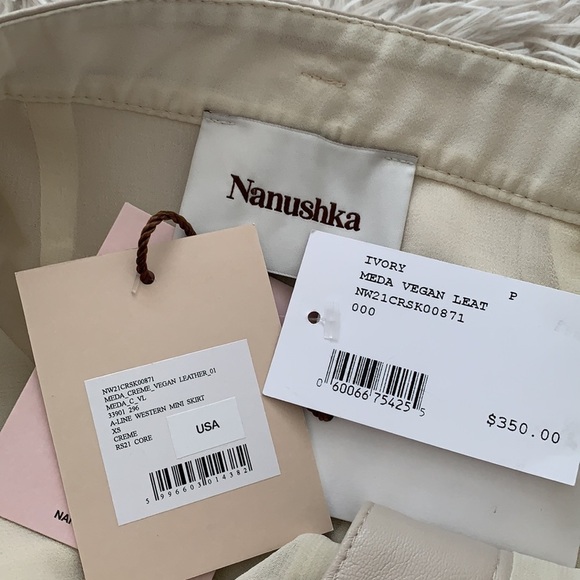 NWT nanushka a line western mini skirt in cream sz XS - Picture 6 of 8